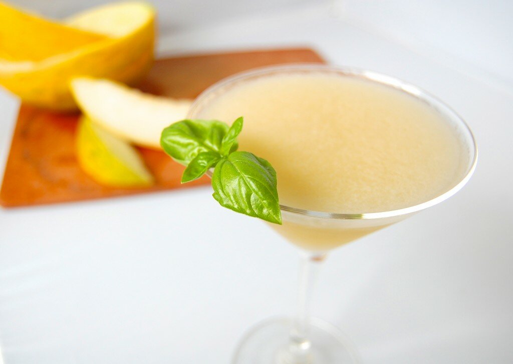melon + basil vodka martini